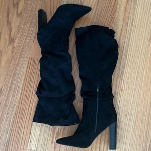 Black Express ruched suede boots